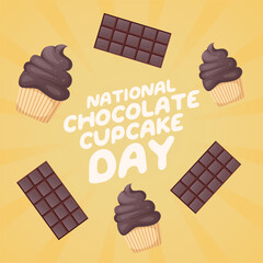 National Chocolate Cupcake Day design template good for celebration usage. chocolate cupcake vector illustration. vector eps 10. flat design.