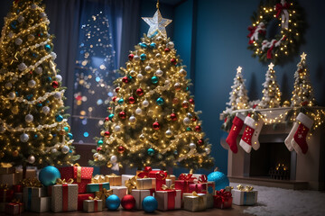 Fototapeta na wymiar Cozy Christmas Decorations in a Festive Holiday Home
