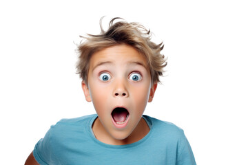 shocked kid boy surprised and scared, png file of isolated cutout object on transparent background.