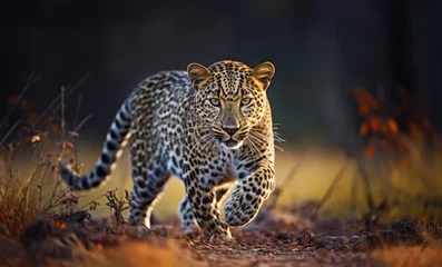Fotobehang Close-up of a leopard stalking prey © giedriius