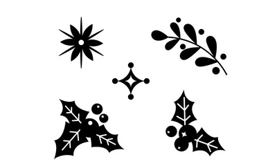 Christmas decorative leaf icon vector illustration.
