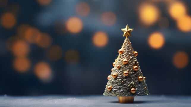 Perfect little christmas tree with golden ornaments