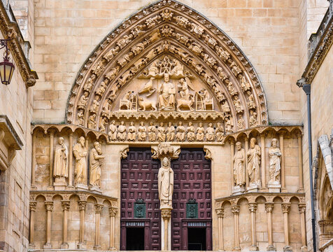 The magnificent Spanish Gothic architecture. Burgos Cathedral, cover of the Sarmental.