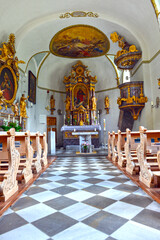 Innenansicht der Pfarrkirche Vent in der Gemeinde Sölden im Ötztal in Tirol (Österreich)