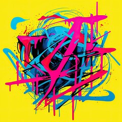 expressive graffiti neon artistic playful illustration design print geometric acid shapes style