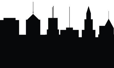 Skyscrapers silhouette. City silhouette. High building silhouette. Vector illustration.