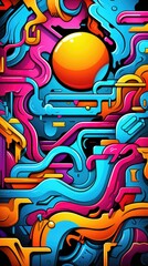 expressive graffiti neon artistic playful illustration design print geometric acid shapes style