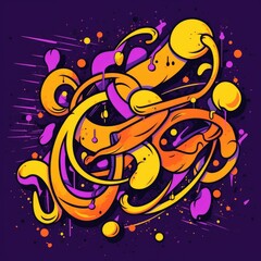 expressive graffiti neon artistic playful illustration design print geometric acid shapes style
