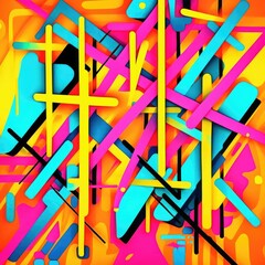 expressive graffiti neon artistic playful illustration design print geometric acid shapes style
