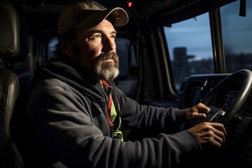 Highway Connection: Truck Driver Chatting with Peers.