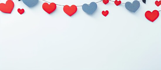 Decorative banner featuring paper cutouts of tie hearts and moustache on a rope ideal for Fathers Day birthday bachelor party or anniversary celebrations Perfect for website blog or article