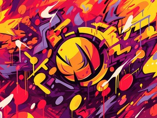expressive graffiti neon artistic playful illustration design print geometric acid shapes style