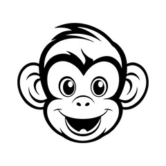 Portrait of a monkey. Black and white drawing. Vector illustration