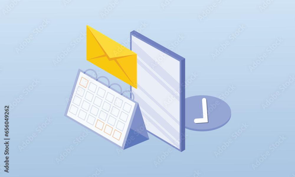 Poster 3d character using tax calendar to filing tax declaration form online on smartphone. taxation planni