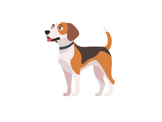 Happy Beagle, pedigree dog, side view, Icon Isolated Sign Flat Style Vector Illustration Symbol on White Background