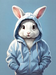 Obraz na płótnie Canvas Cute white Rabbit wearing a hoodie