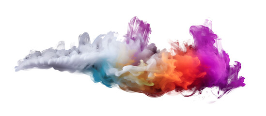 Flowing colorful smoke on transparent background. Generative AI