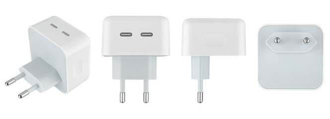 power adapter for the phone, on a white background in insulation