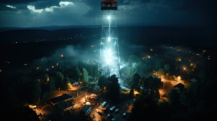 Tesla Wardenclyffe Wireless Transmission Tower - obrazy, fototapety, plakaty