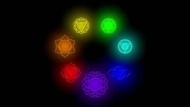 looped 3d animation of the human chakra system according to Vedic treatises