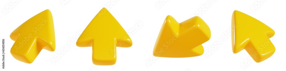 Fototapete Yellow cursor arrow for click mouse concept - 3d render illustration
