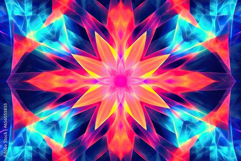 Poster vivid and dynamic: a fusion of geometric shapes in abstract background - exploring neon hues and dig