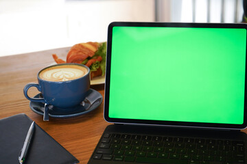 Laptop new technology concept, chroma key green screen