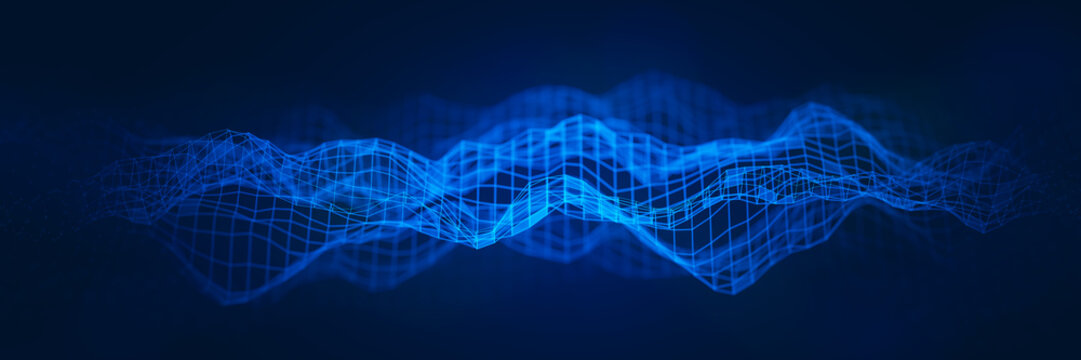 Artificial Intelligence. Network structure background. Data background. Big data. Blockchain technology. Machine learning. Wide banner. 3d render.