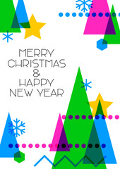 Obraz premium Merry Christmas and Happy New Year. Greeting card with abstract geometric design.