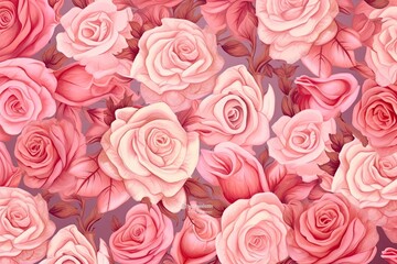 Abstract Design Background: Visualize a Digital Artwork of Intricate, Varying Shades of Pink, Resembling a Rose Garden, generative AI