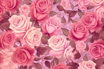 Pink Rose Garden: Visualizing an Intricate, Abstract Digital Artwork, generative AI