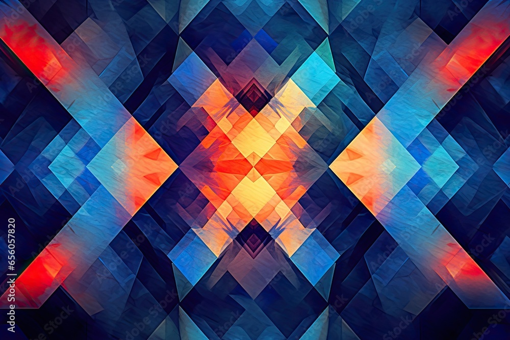 Poster contrasting colors and intricate geometric patterns: mesmerizing abstract digital artwork, generativ