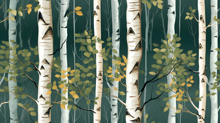 Seamless Tile - Aspen Forest Grove - Repeating Wallpaper - Generative AI
