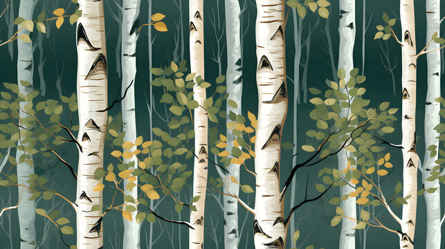 Seamless Tile - Aspen Forest Grove - Repeating Wallpaper - Generative AI
