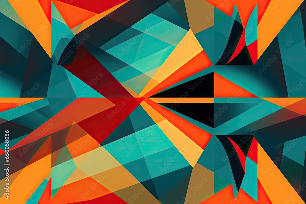 Poster abstract geometric pop art: visualize repeated shapes and bold contrasting colors in a vibrant backg