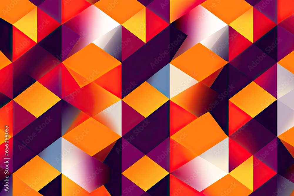 Poster geometric pop art: visualize a bold, abstract background with repeated shapes and contrasting colors