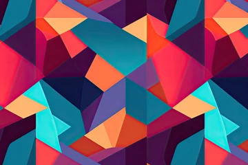 Rolgordijnen Visualizing a Unique Abstract Geometric Background: Exploring Repeated Shapes and Bold Contrasting Colors in a Pop Art Piece, generative AI © Michael