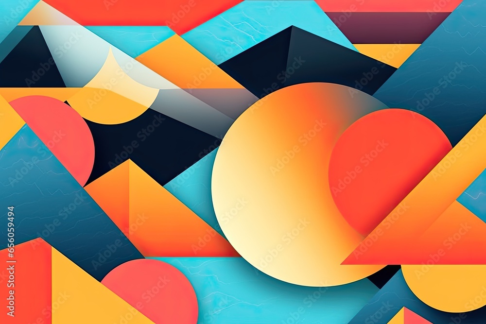 Poster abstract shapes background: a composition of primitive geometric shapes in a minimalist, monochromat