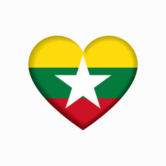 Myanmar flag heart-shaped sign. Vector illustration.