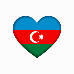 Azerbaijani flag heart-shaped sign. Vector illustration.