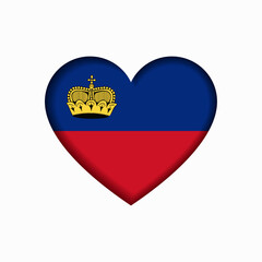 Obraz premium Liechtenstein flag heart-shaped sign. Vector illustration.