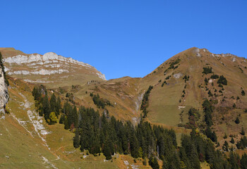 Gebirgslandschaft auf der Alp Gitschenen / Alp Geissboden im Isental, Kanton Uri, Schweiz