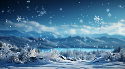 Winter Wonderland, A Snowy Landscape in the Heart of the Mountains.. -generative AI