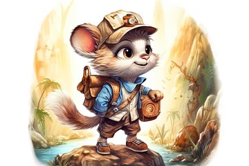 Adventure Awaits: A Tiny Backpack-Wearing Hedgehog Explorer with a Magnifying Glass, generative AI