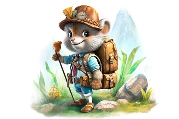 Adorable Hedgehog Explorer Drawing: Embark on an Exciting Adventure with a Tiny Backpack and a Magnifying Glass!, generative AI