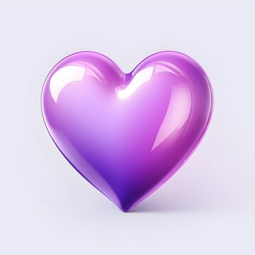 Happy Valentine's Day 3D holographic purple heart shape icon in Y2K style. Design for greeting cards, posters, banners, flyers, invitations to parties, and social media templates. Generative AI.