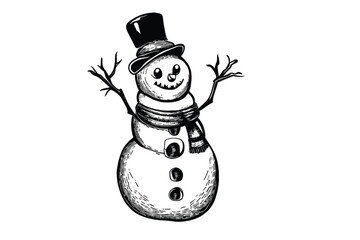 Snowman's Winter Whimsy: A Frosty Wonderland in Vector Art