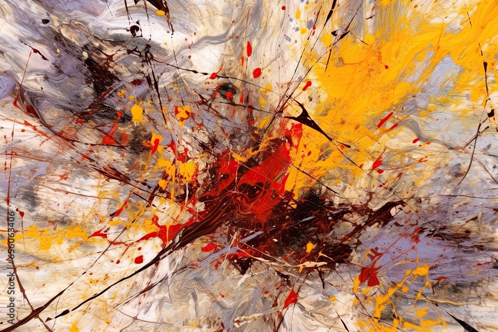 Poster chaos unleashed: visualizing a jackson pollock-inspired abstract background with splatters and drips