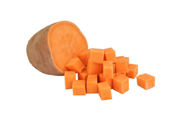 Sweet potatoes isolated on transparent background with png.