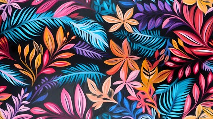 Artistic floral pattern, which can be used as a tiled multiplied image, also as a tiled or not tile wallpaper / background. Colorful illustration created by Generative AI